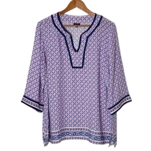 Talbots Tops - Talbots Plus Petite 2Xp Cotton Floral Pullover 3/4 Sleeve Top Lightweight